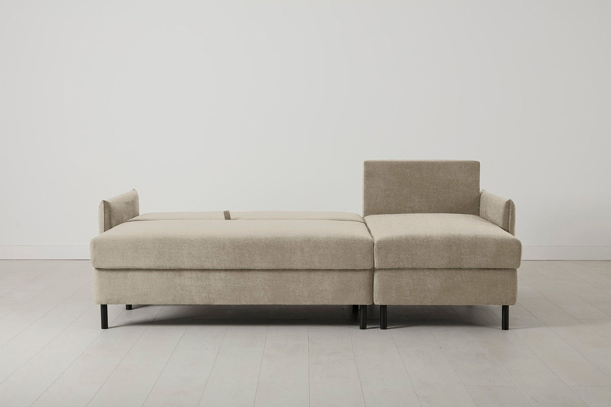 Model 12 Sofa Bed with Storage 3 Seater Right Chaise, Flax