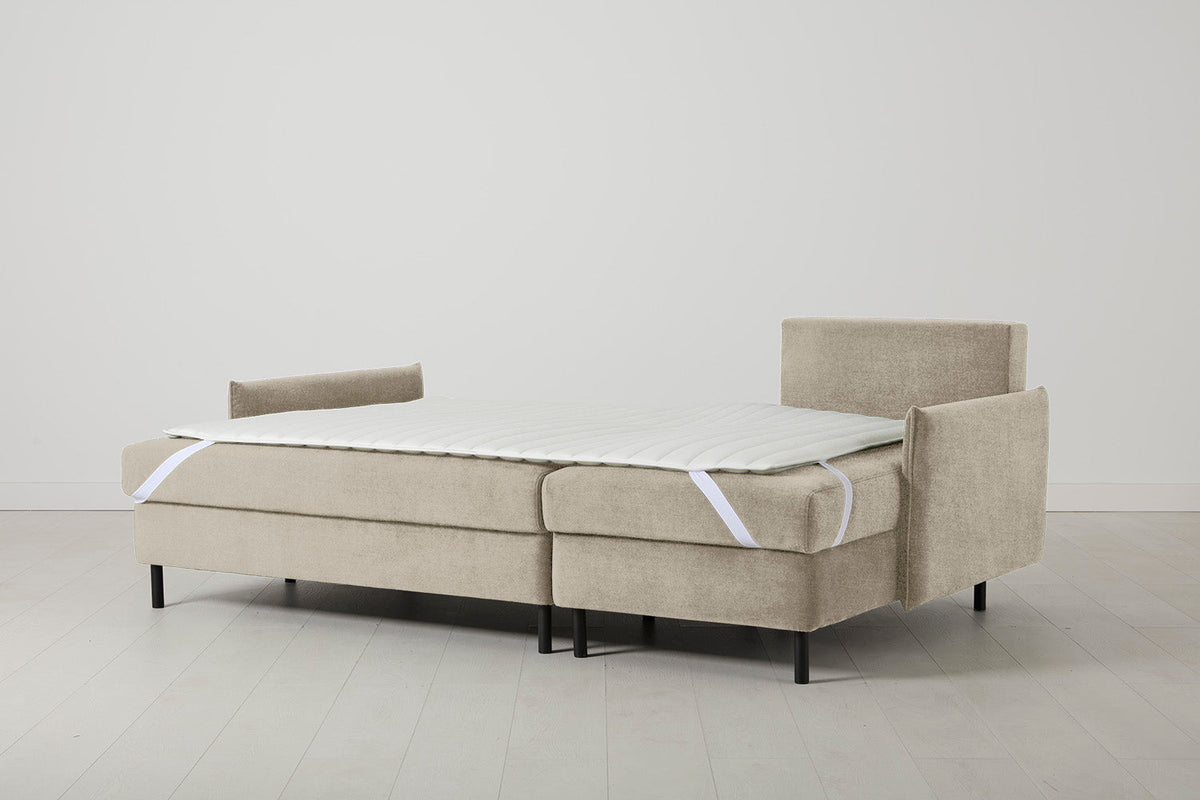 Model 12 Sofa Bed with Storage 3 Seater Right Chaise, Flax