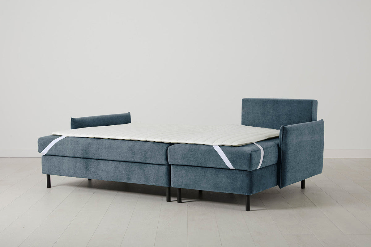 3-Seater Right Chaise Sofa Bed with Storage in blue chenille