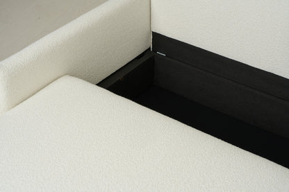 Model 12 Sofa Bed with Storage 3 Seater Right Chaise, Ivory