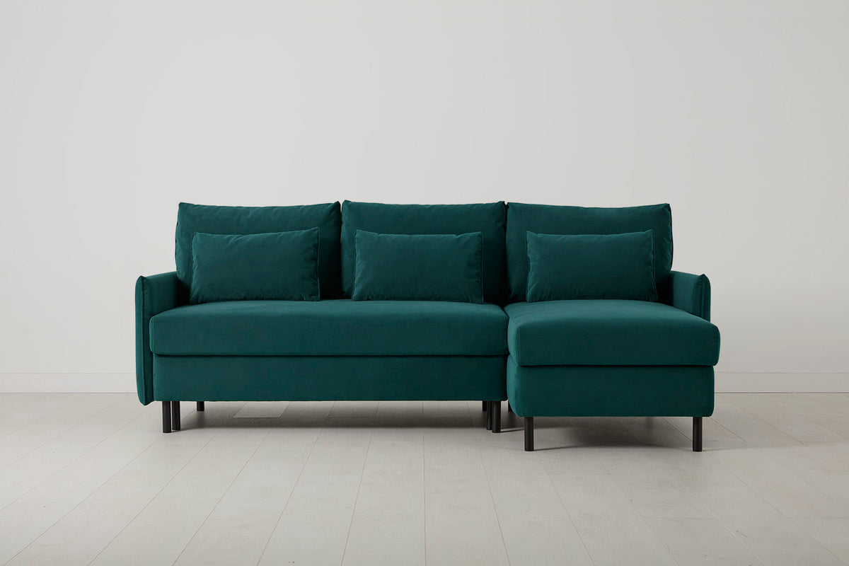 Model 12 Sofa Bed with Storage 3 Seater Right Chaise, Kingfisher