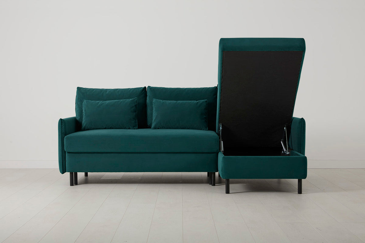 Model 12 Sofa Bed with Storage 3 Seater Right Chaise, Kingfisher