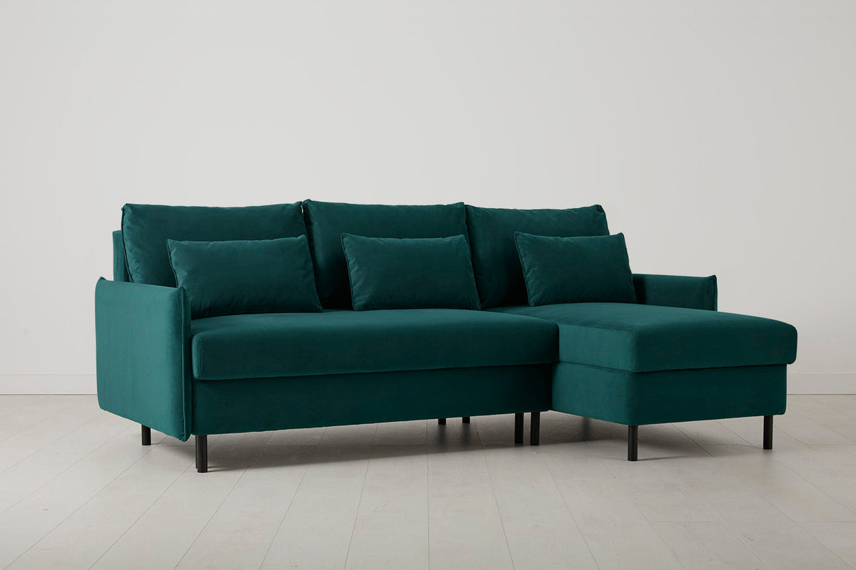 Model 12 Sofa Bed with Storage 3 Seater Right Chaise, Kingfisher