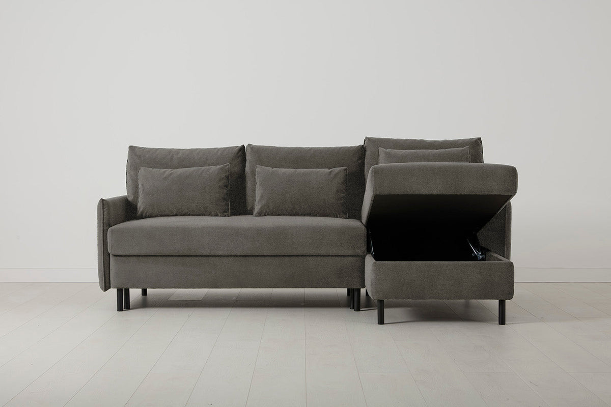 Model 12 Sofa Bed with Storage 3 Seater Right Chaise, Mink
