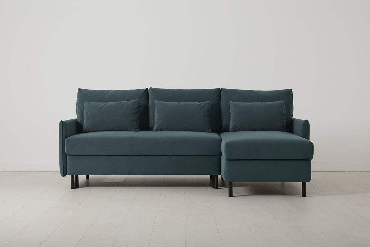 Model 12 Sofa Bed with Storage 3 Seater Right Chaise, Petrol