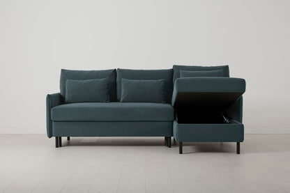 Model 12 Sofa Bed with Storage 3 Seater Right Chaise, Petrol
