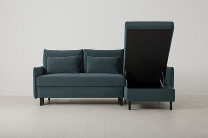 Model 12 Sofa Bed with Storage 3 Seater Right Chaise, Petrol