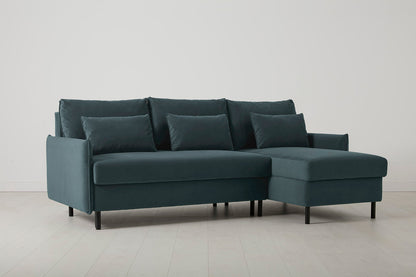 Model 12 Sofa Bed with Storage 3 Seater Right Chaise, Petrol