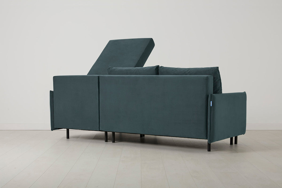 Model 12 Sofa Bed with Storage 3 Seater Right Chaise, Petrol