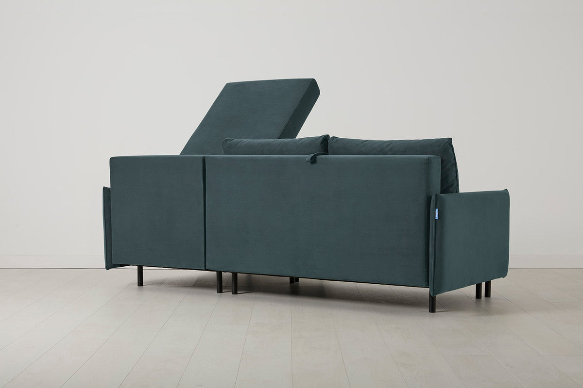 Model 12 Sofa Bed with Storage 3 Seater Right Chaise, Petrol