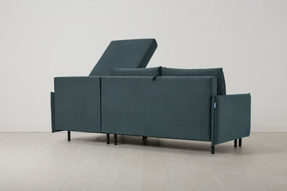 Model 12 Sofa Bed with Storage 3 Seater Right Chaise, Petrol
