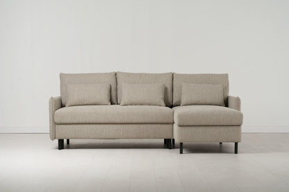 Model 12 Sofa Bed with Storage 3 Seater Right Chaise, Pumice