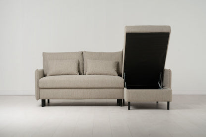 Model 12 Sofa Bed with Storage 3 Seater Right Chaise, Pumice