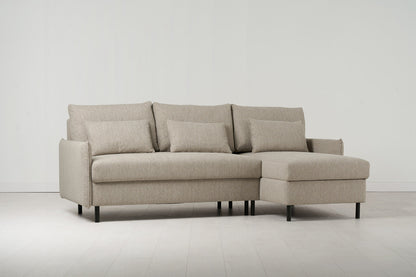 Model 12 Sofa Bed with Storage 3 Seater Right Chaise, Pumice