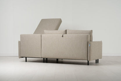 Model 12 Sofa Bed with Storage 3 Seater Right Chaise, Pumice