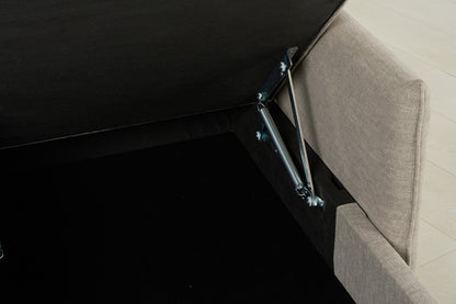Model 12 Sofa Bed with Storage 3 Seater Left Chaise, Pumice