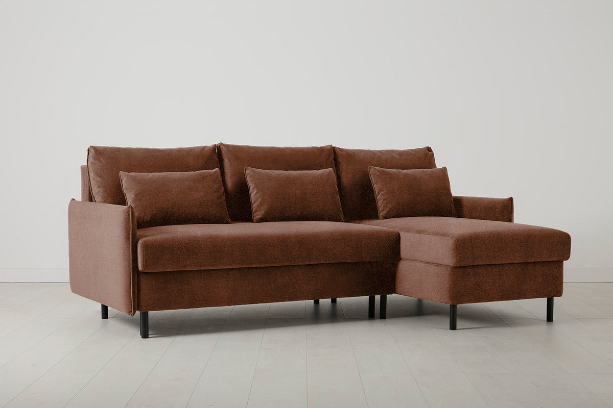 Model 12 Sofa Bed with Storage 3 Seater Right Chaise, Russet