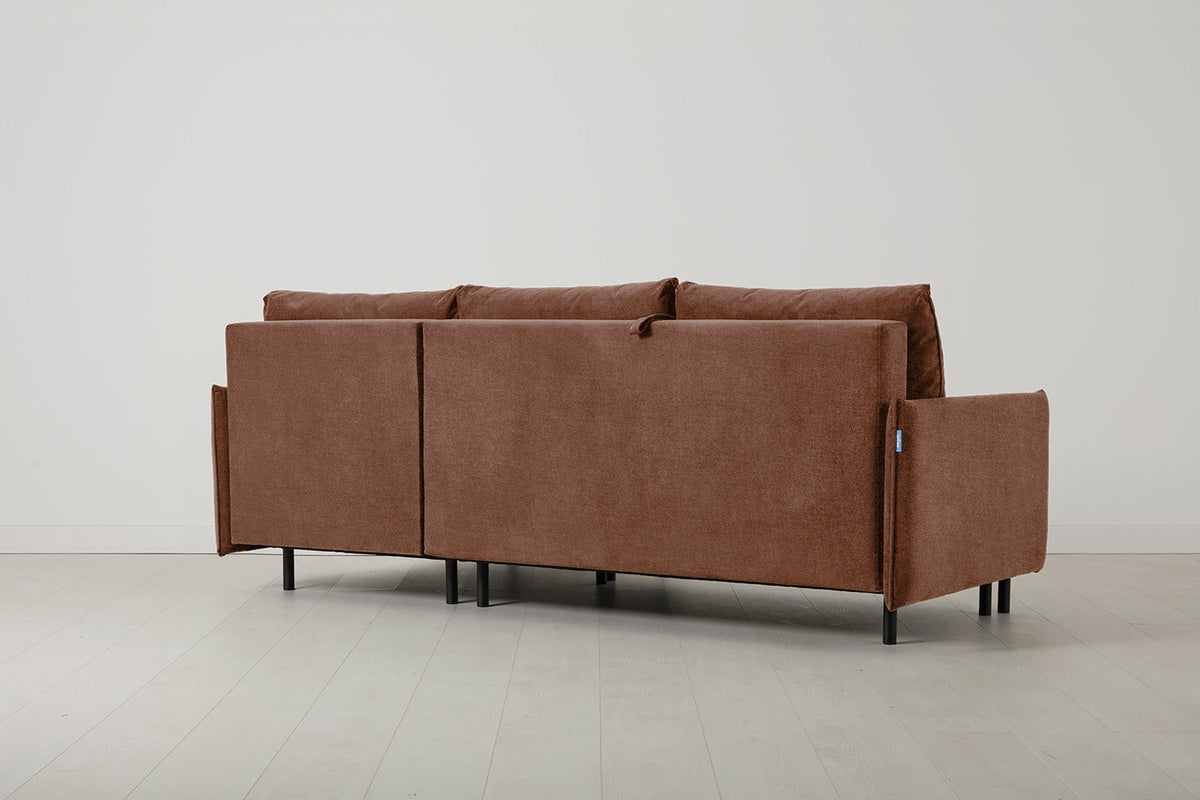 Model 12 Sofa Bed with Storage 3 Seater Right Chaise, Russet