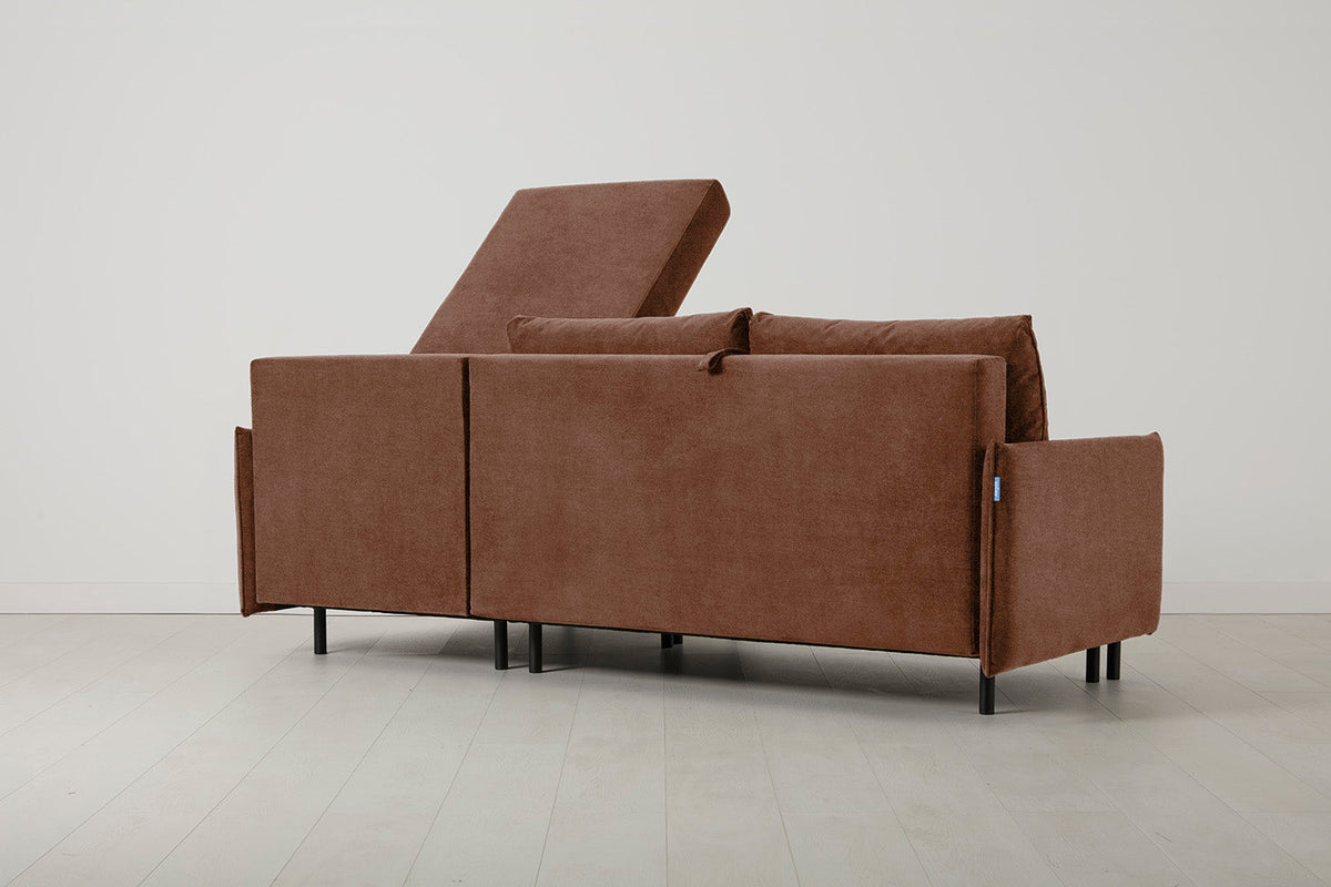Model 12 Sofa Bed with Storage 3 Seater Right Chaise, Russet