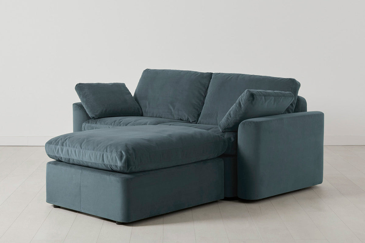 Model 13 2-Seater Sofa with Ottoman, Petrol