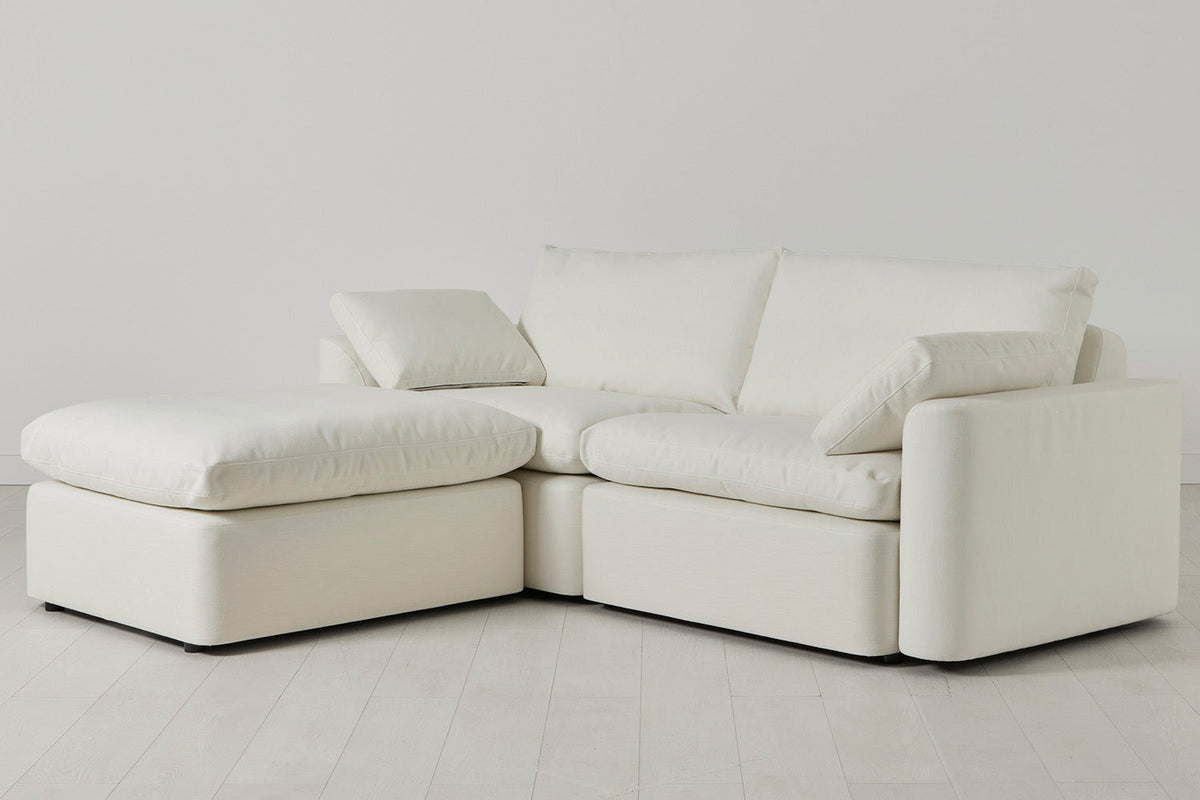 Model 13 3-Seater Left Chaise Sofa, White