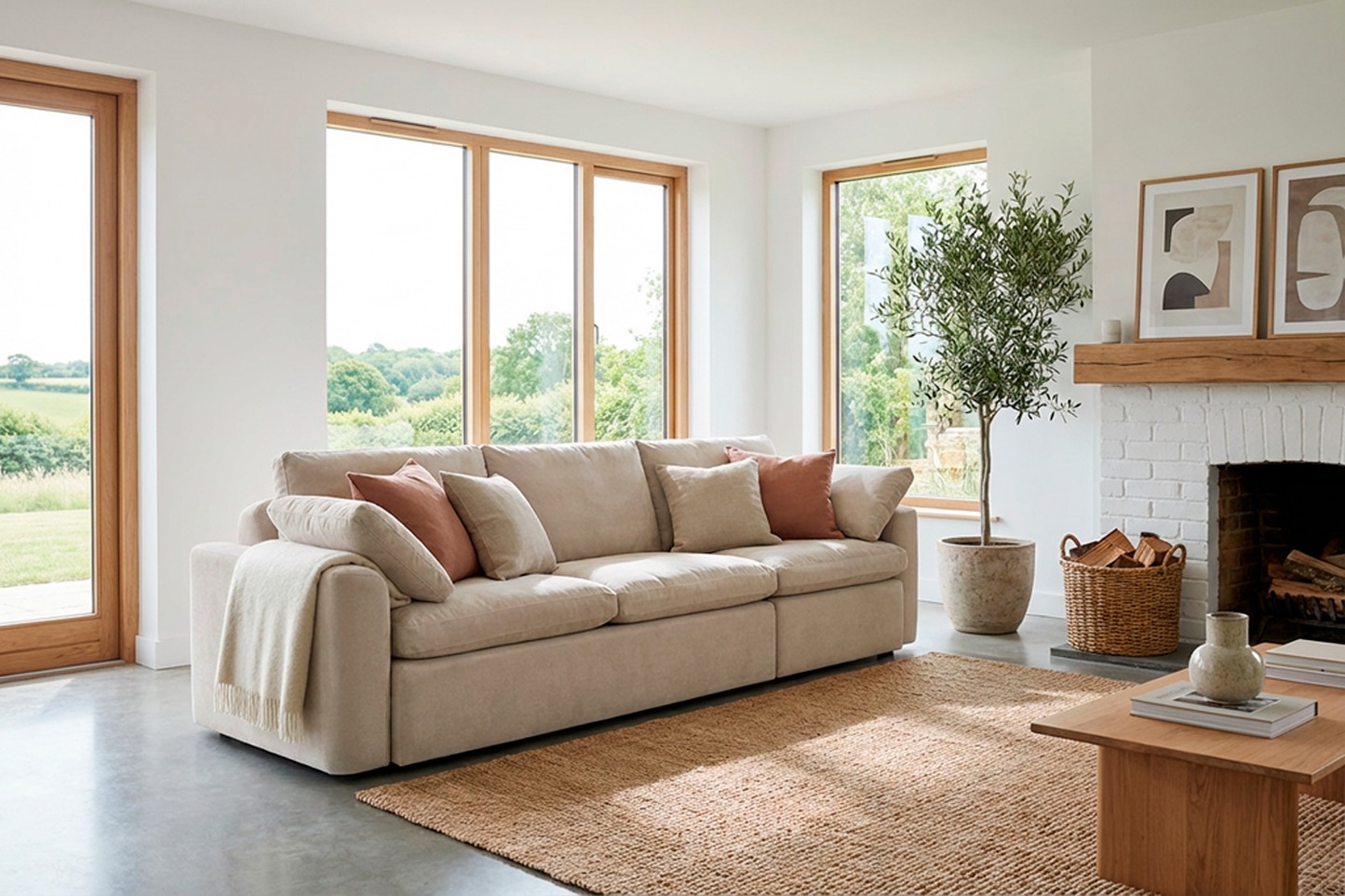 Model 13 4-Seater Sofa, Chalk