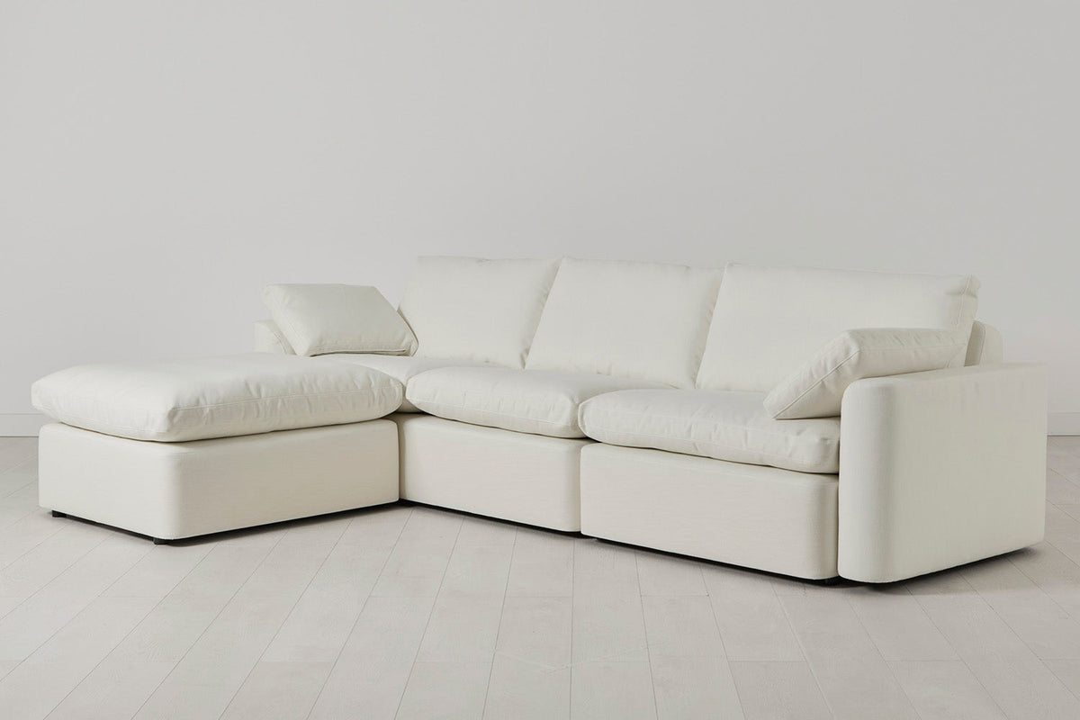 Model 13 4-Seater Left Chaise Sofa, White