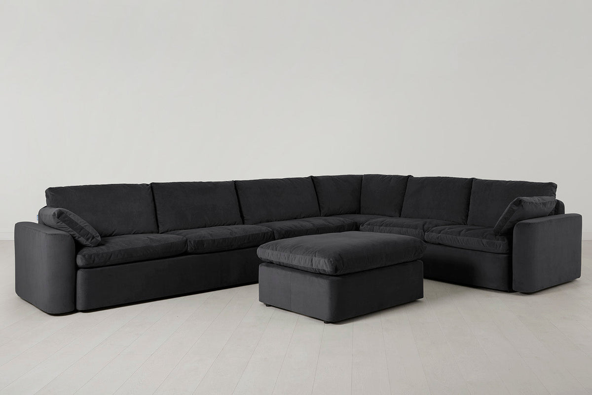 Model 13 Large Corner Sofa with Ottoman, Charcoal