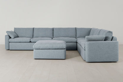 Model 13 Large Corner Sofa with Ottoman, Seaglass