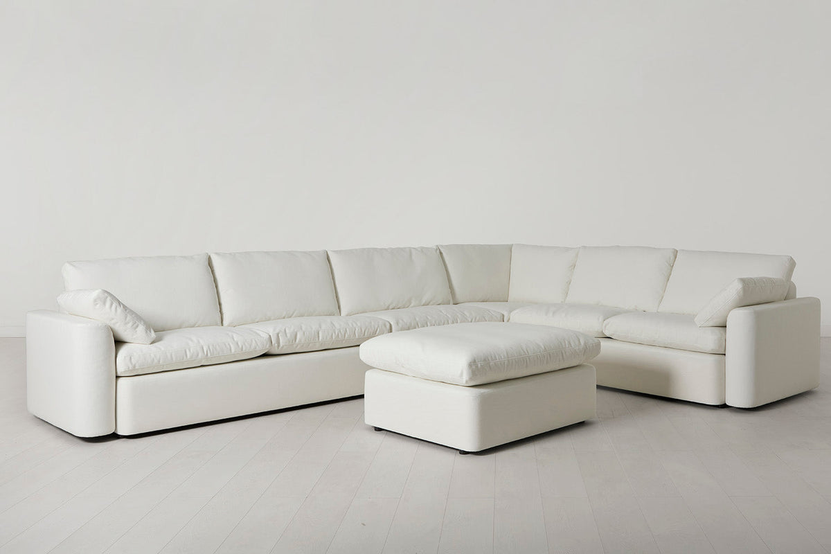 Model 13 Large Corner Sofa with Ottoman, White