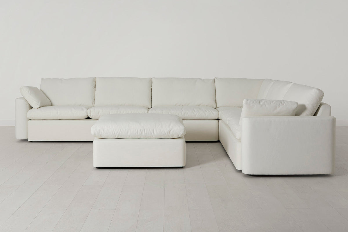 Model 13 Large Corner Sofa with Ottoman, White