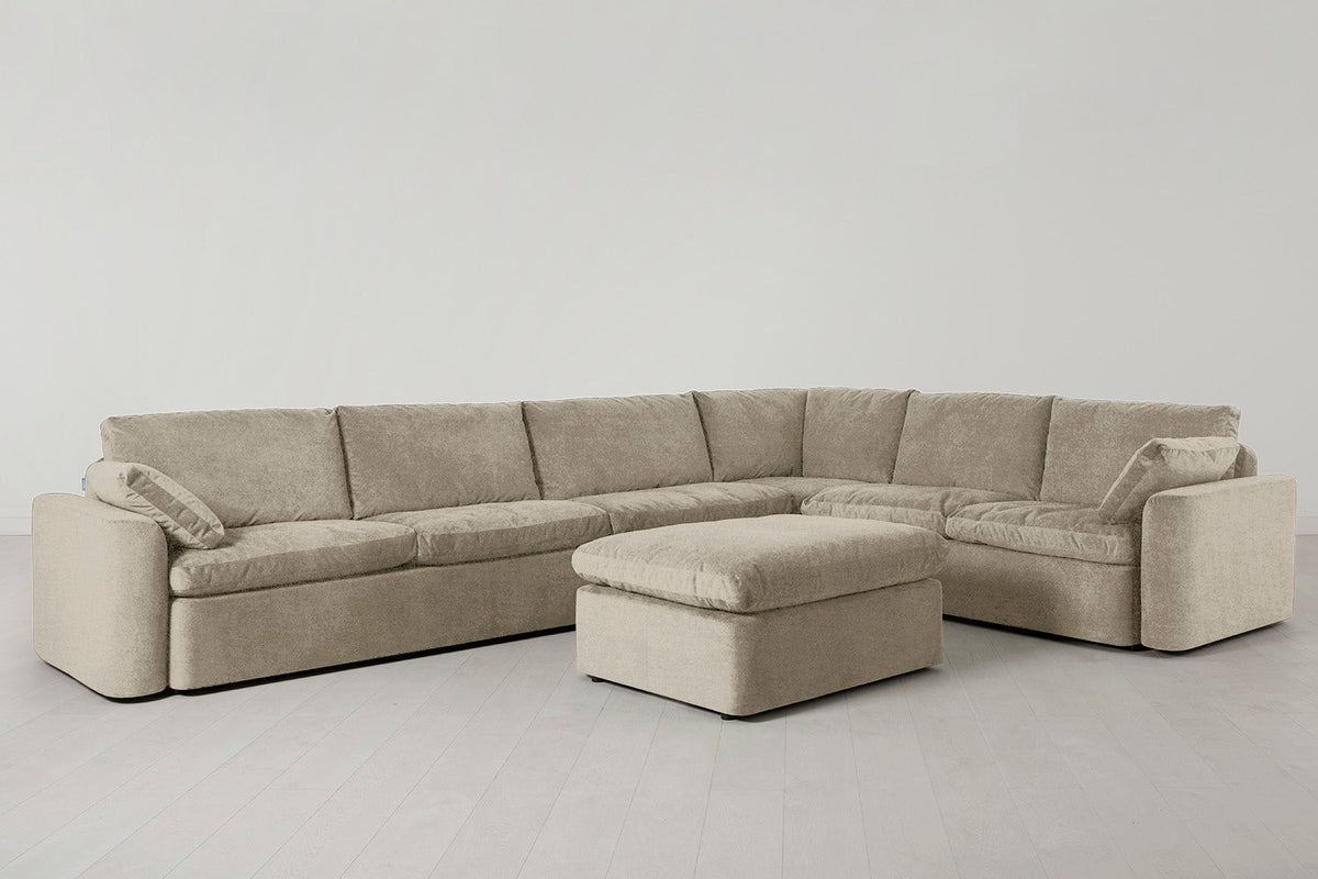Model 13 Large Corner Sofa with Ottoman, Flax