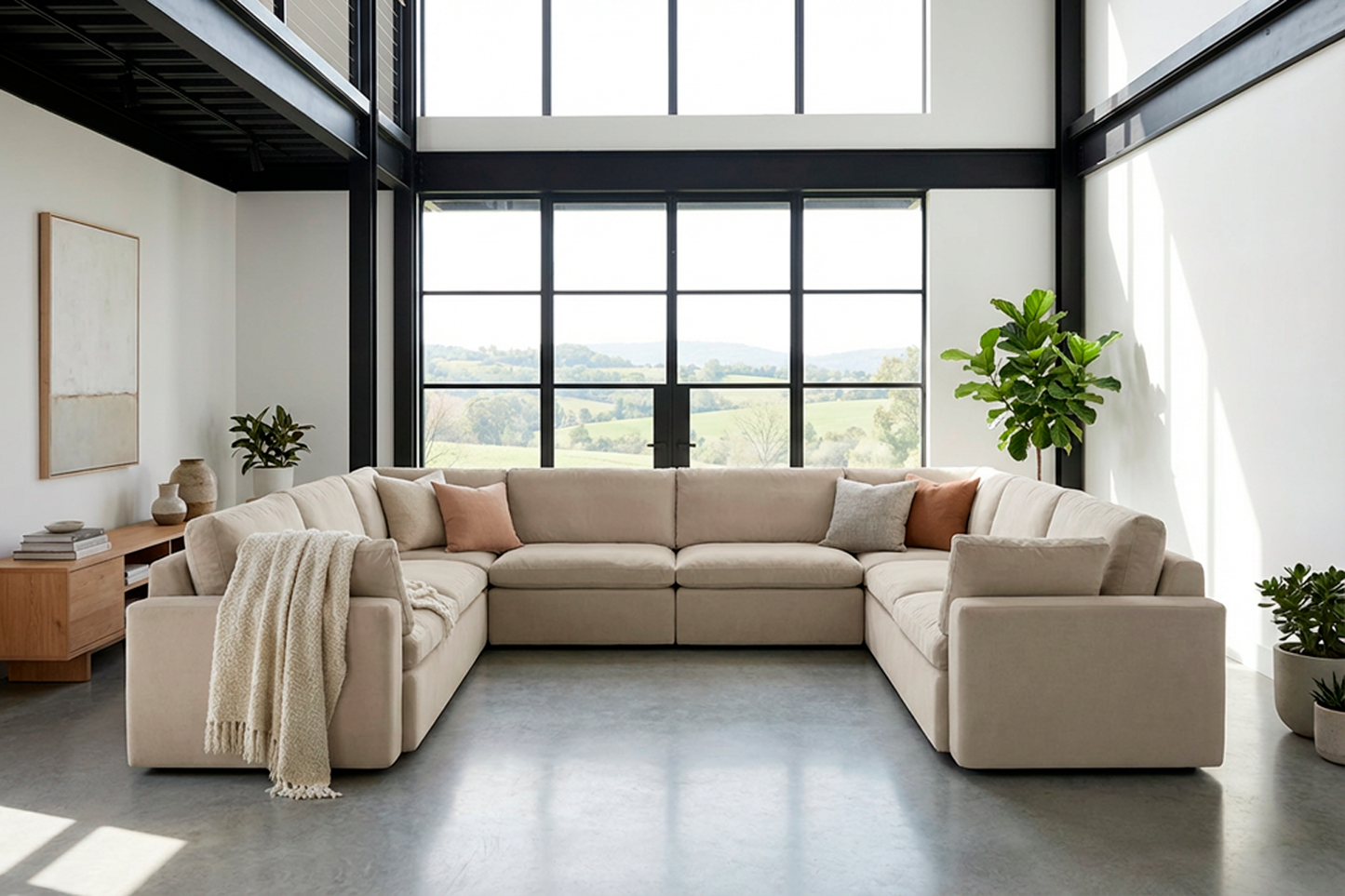 Model 13 U Shaped Sofa, Bone