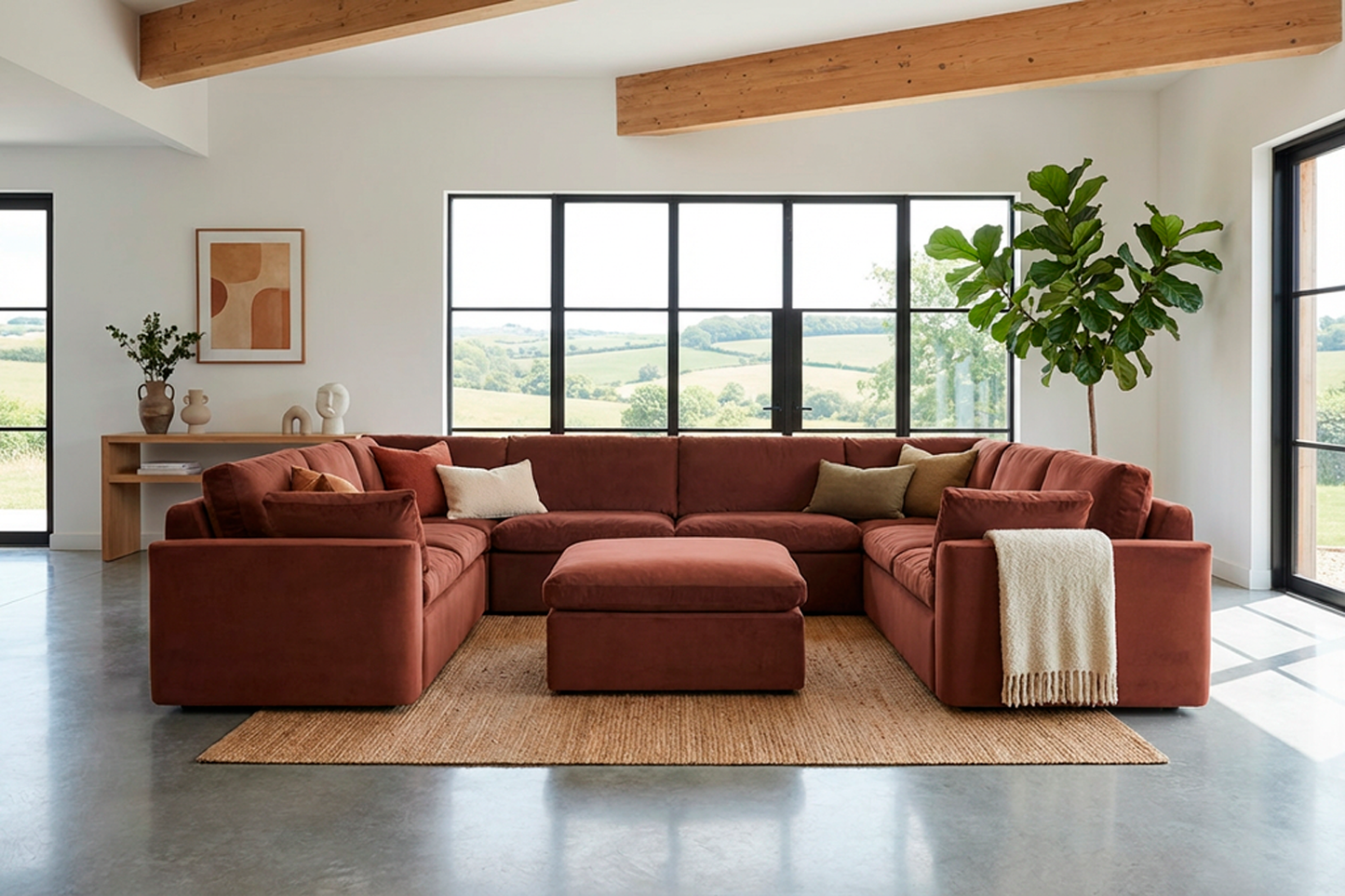 Model 13 U Shaped Sofa, Brick