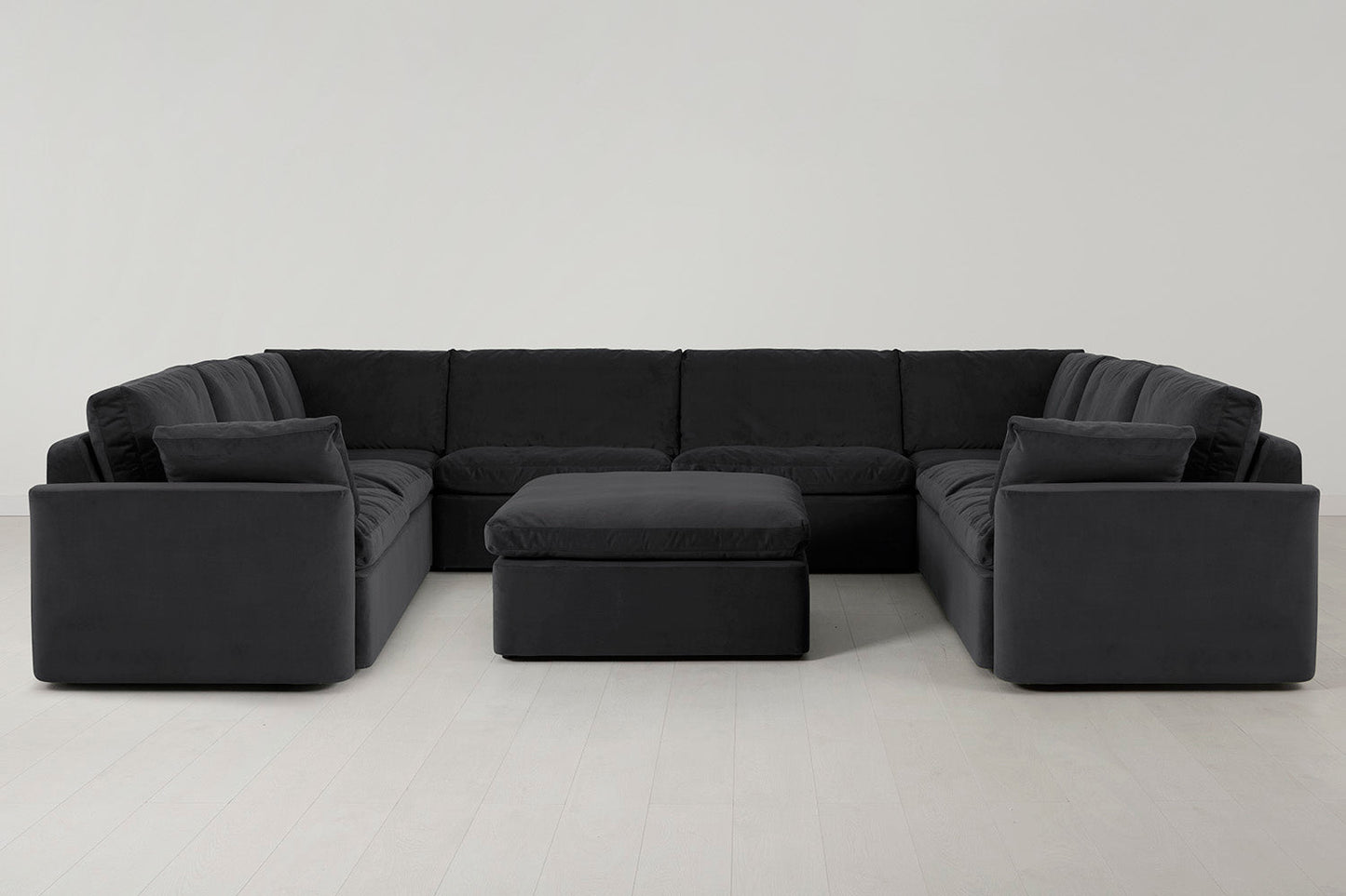 Model 13 U Shaped Sofa with Ottoman, Charcoal
