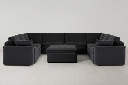 Model 13 U Shaped Sofa with Ottoman, Charcoal