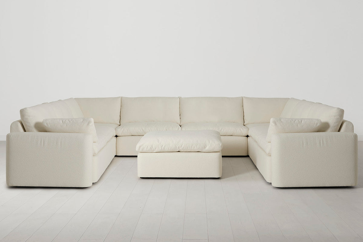 Model 13 U Shaped Sofa with Ottoman, Ivory