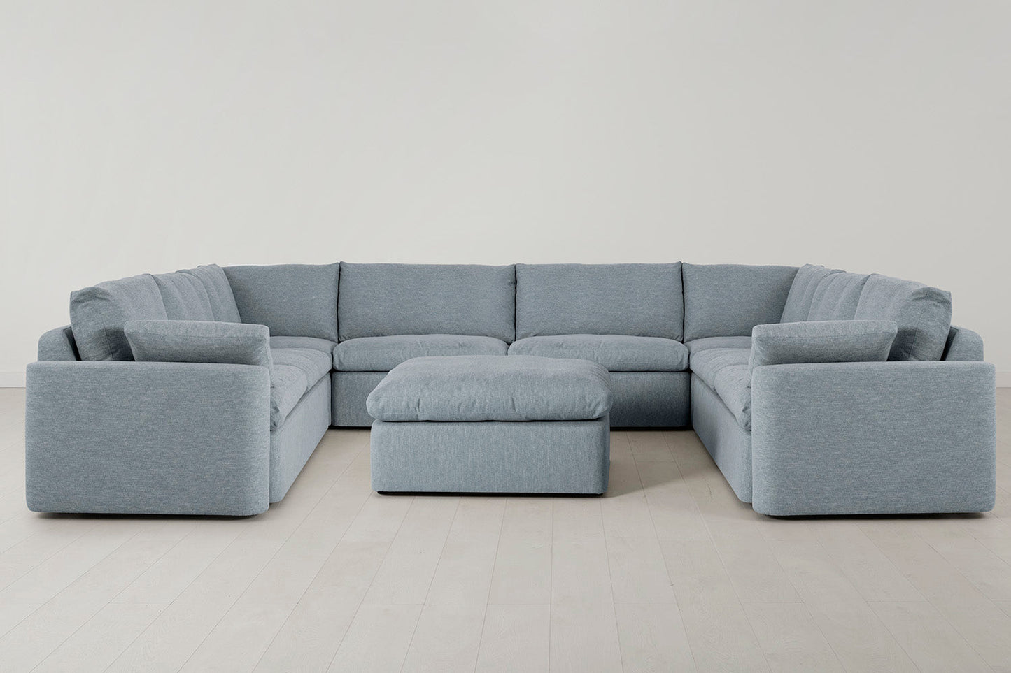 Model 13 U Shaped Sofa with Ottoman, Seaglass