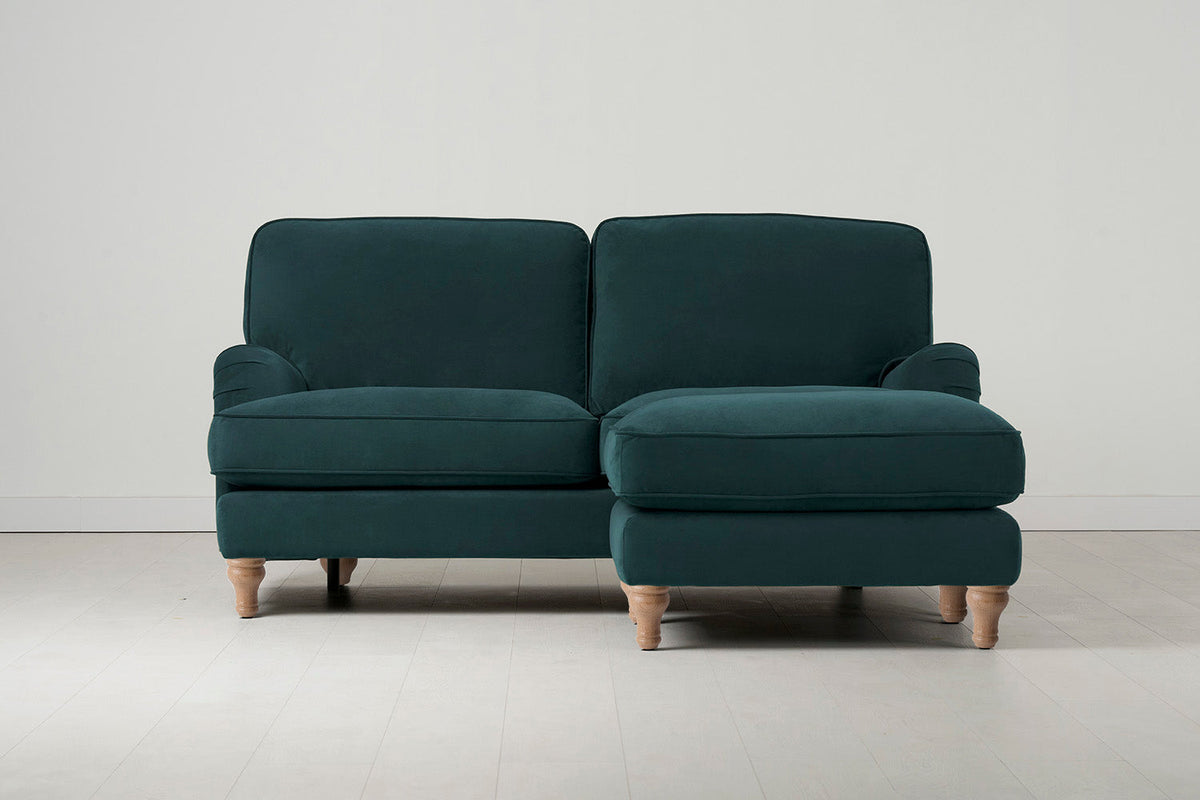 Model 15 2 Seater Sofa with Ottoman, Oak / Kingfisher