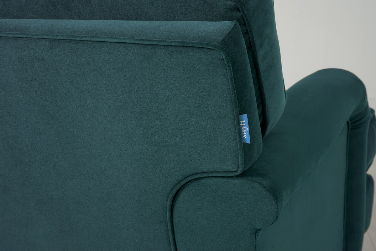 Model 15 2 Seater Sofa with Ottoman, Oak / Kingfisher