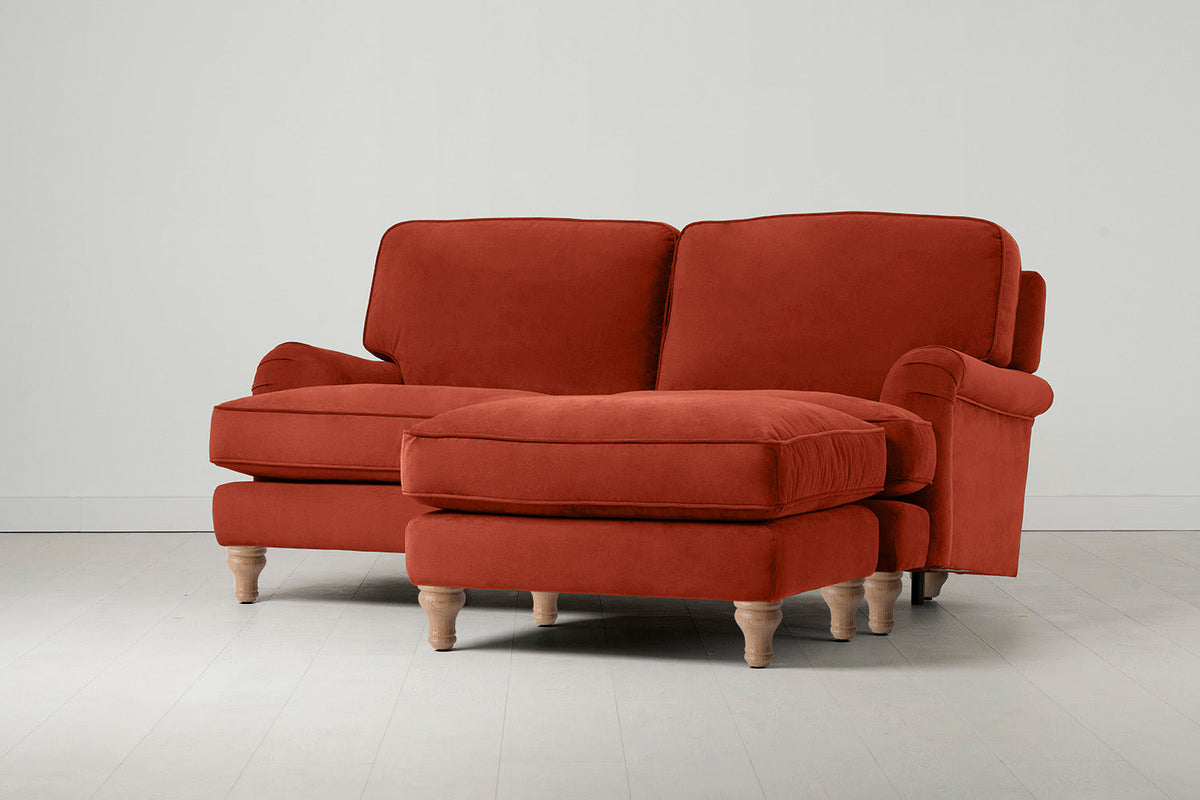 Model 15 2 Seater Sofa with Ottoman, Oak / Paprika