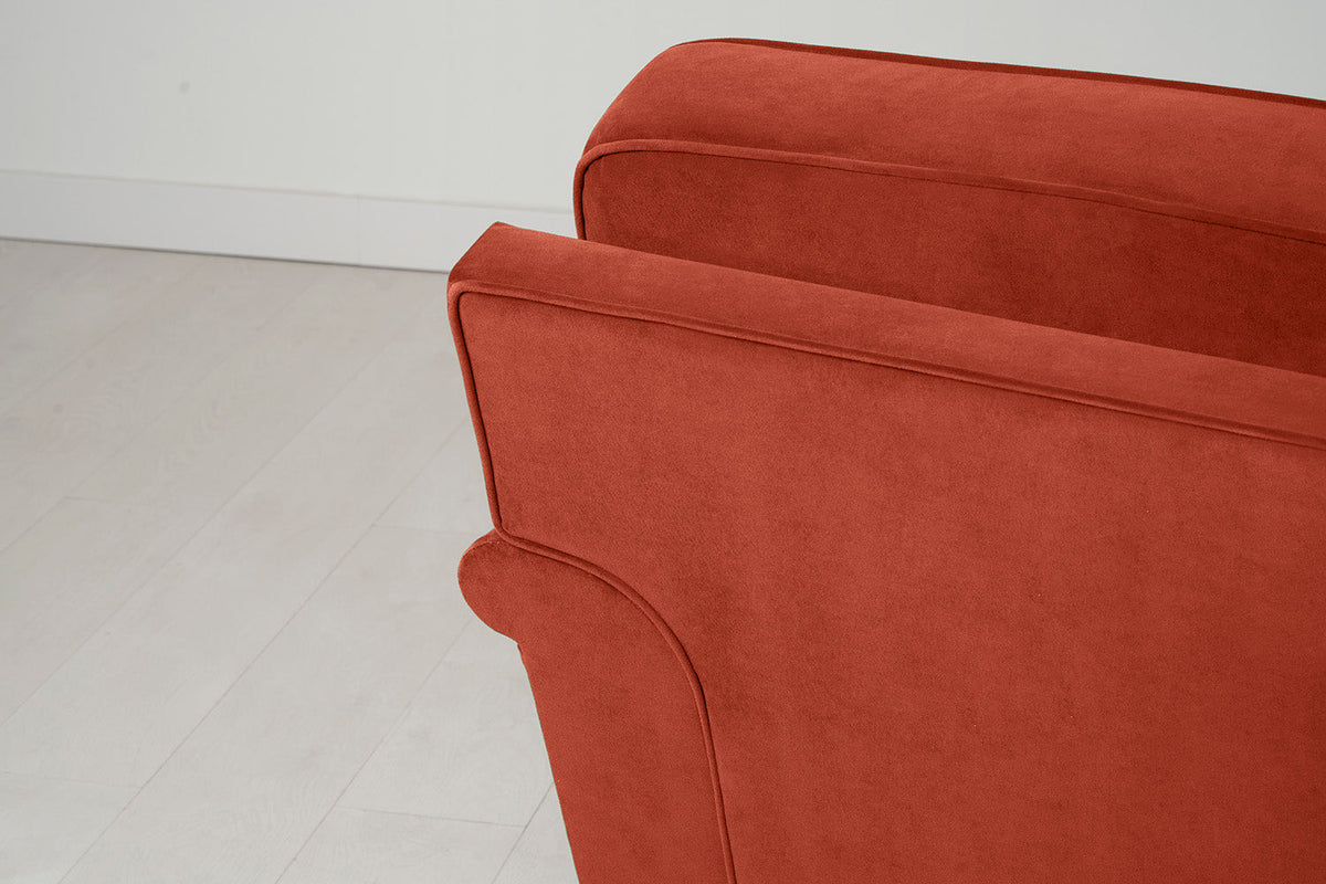 Model 15 2 Seater Sofa with Ottoman, Oak / Paprika