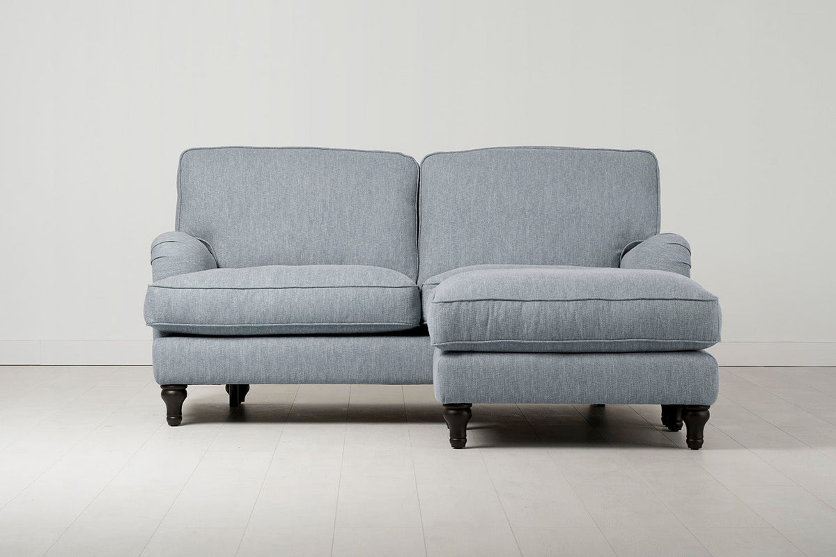 Ottoman in blue linen