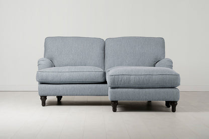 Ottoman in blue linen