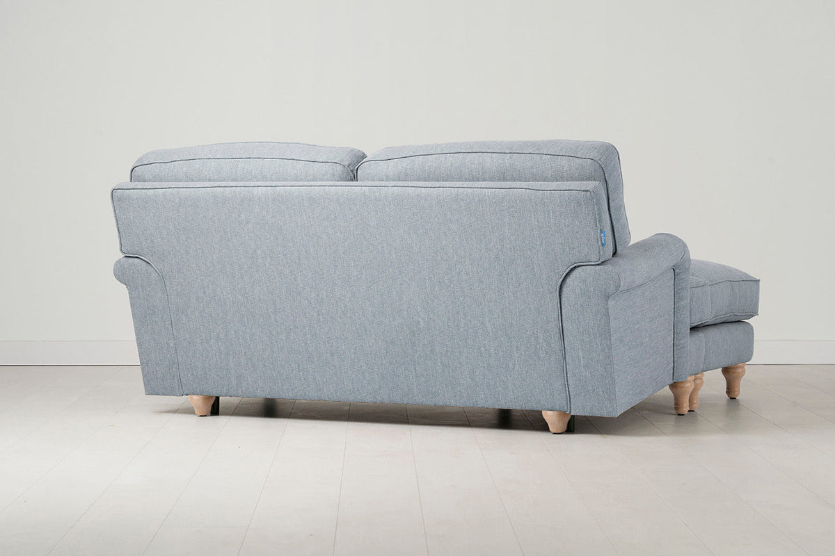 Model 15 2 Seater Sofa with Ottoman, Oak / Seaglass