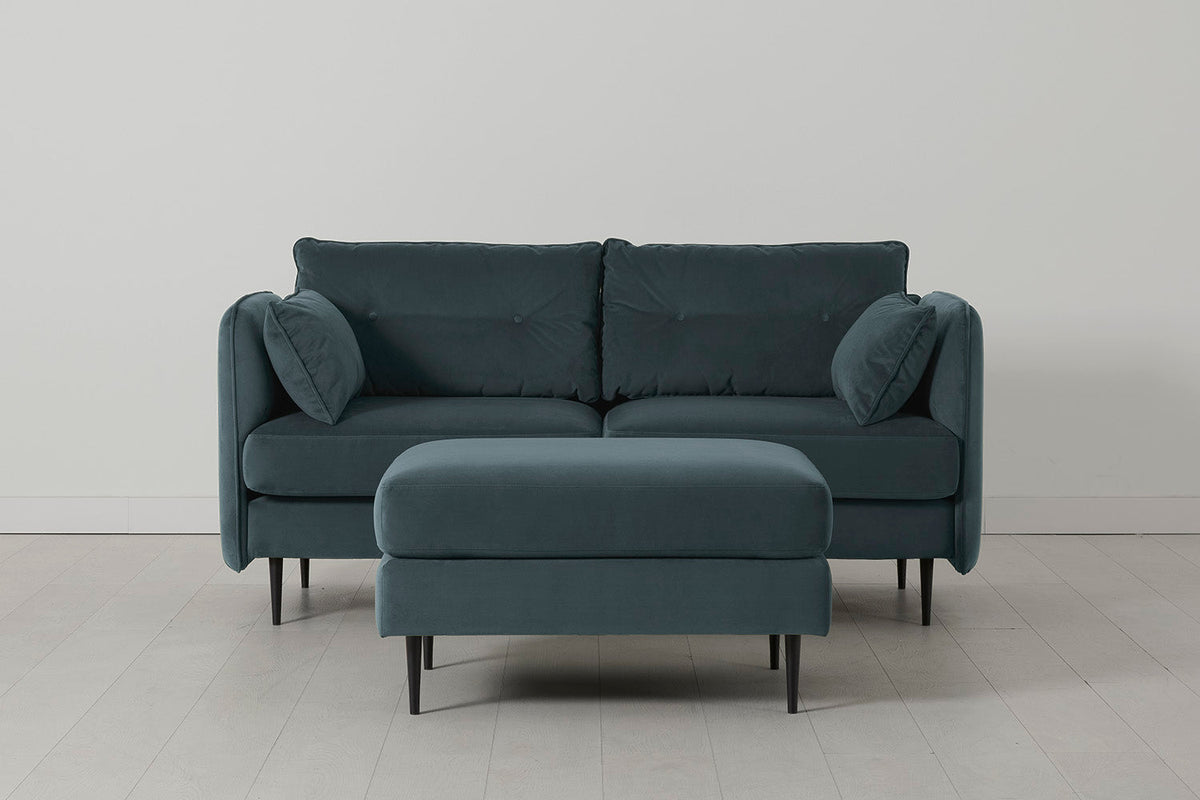 Model 19 2 Seater Sofa with Ottoman, Petrol