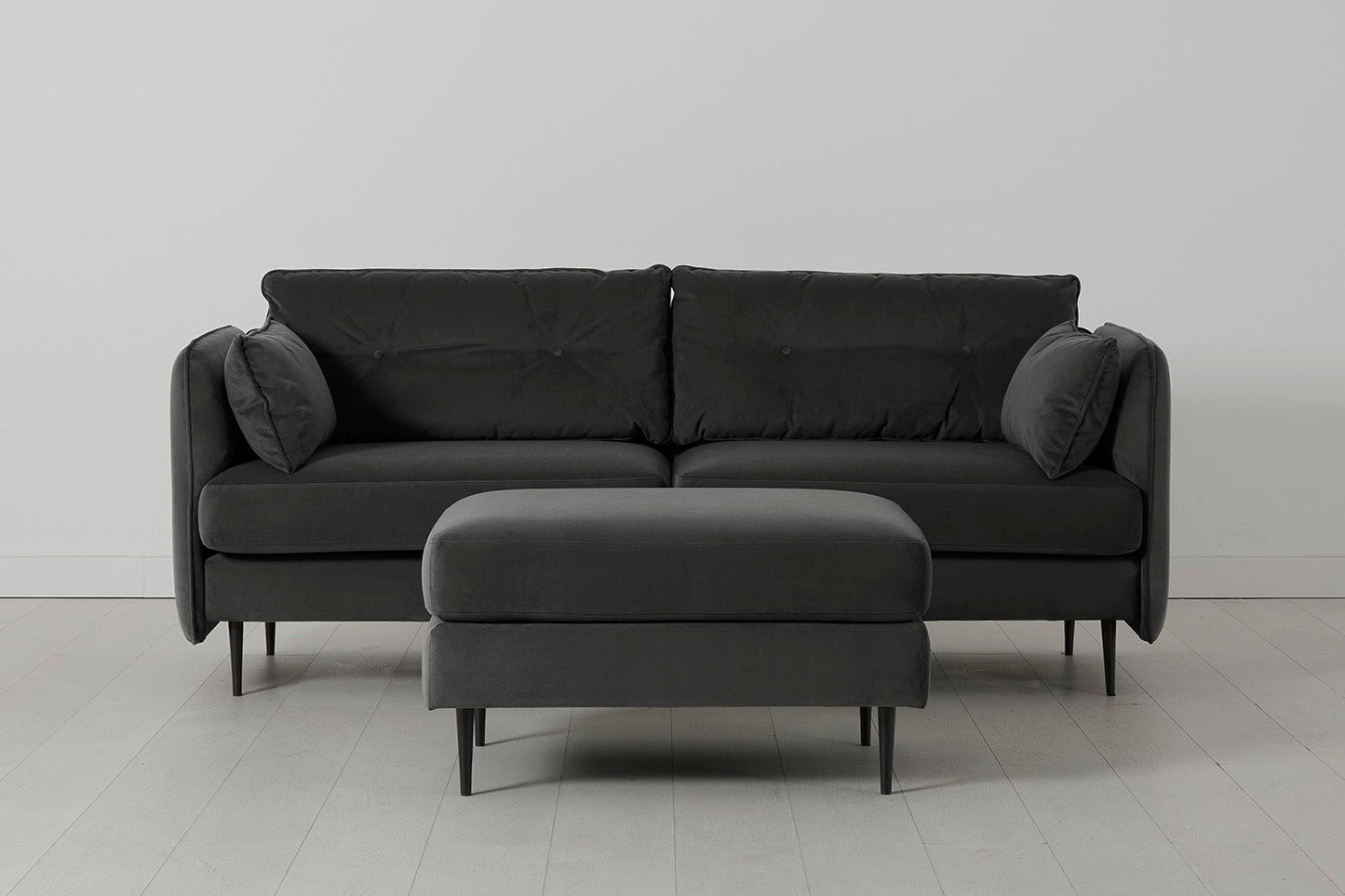 Model 19 3 Seater Sofa with Ottoman, Charcoal