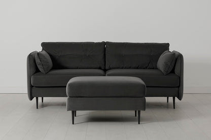 Model 19 3 Seater Sofa with Ottoman, Charcoal — Front View
