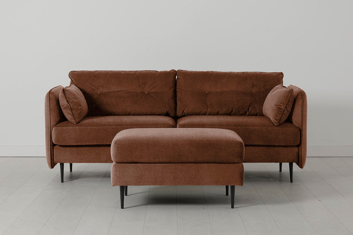 Model 19 3 Seater Sofa with Ottoman, Russet
