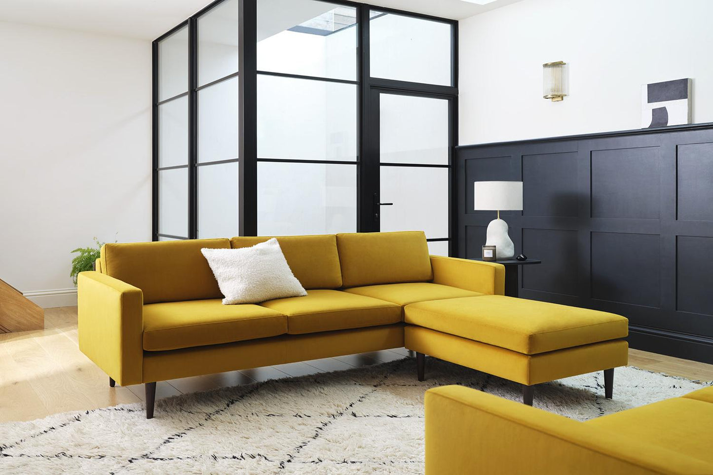 Model 01 3-Seater Sofa with Ottoman, Mustard